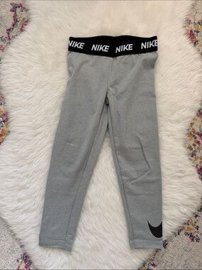 Nike Gray Kids' Leggings with Black Branded Waistband